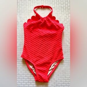 Kate Spade Baby Girl Swimsuit 18M Coral Scallop Halter One-Piece Swimwear